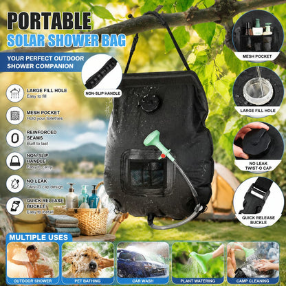 Solar Camping Shower Bag – 5 Gal/20L Portable Outdoor Shower