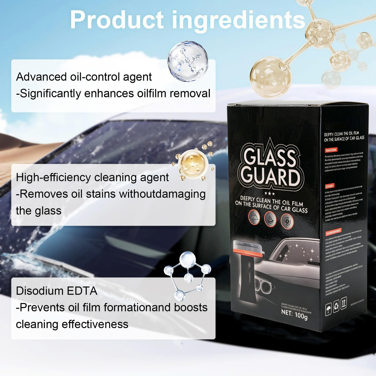 Car Glass Oil Film Remover – Fast, Streak-Free & Compact 100g