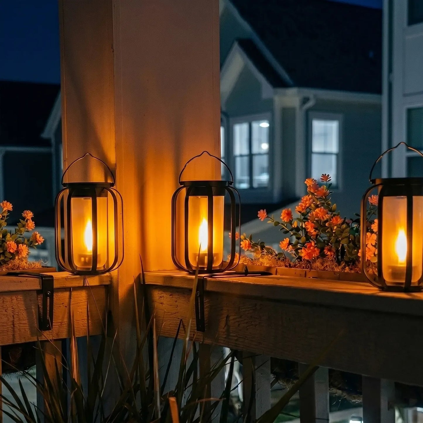 Solar Flame Garden Lantern – Realistic Dancing Flame, Solar & USB Charging, Waterproof Patio Light