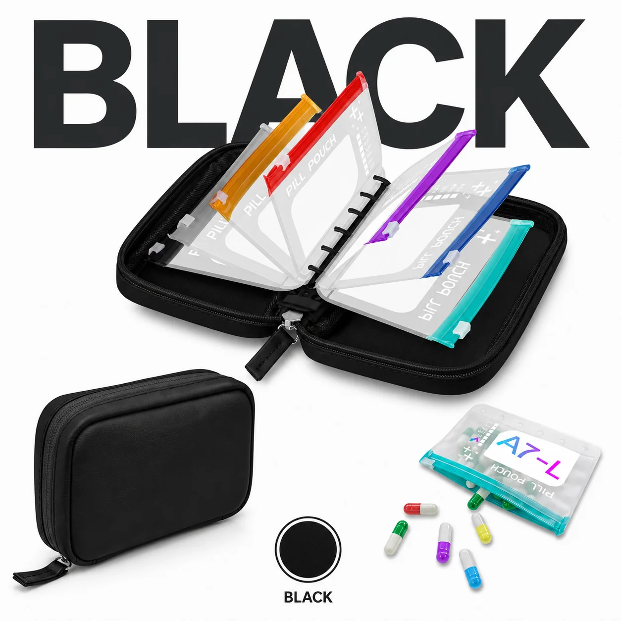 A8 14-Pouch Weekly Pill Organizer – Waterproof, Color-Coded Travel Storage