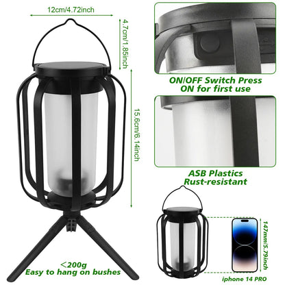Solar Flame Garden Lantern – Realistic Dancing Flame, Solar & USB Charging, Waterproof Patio Light