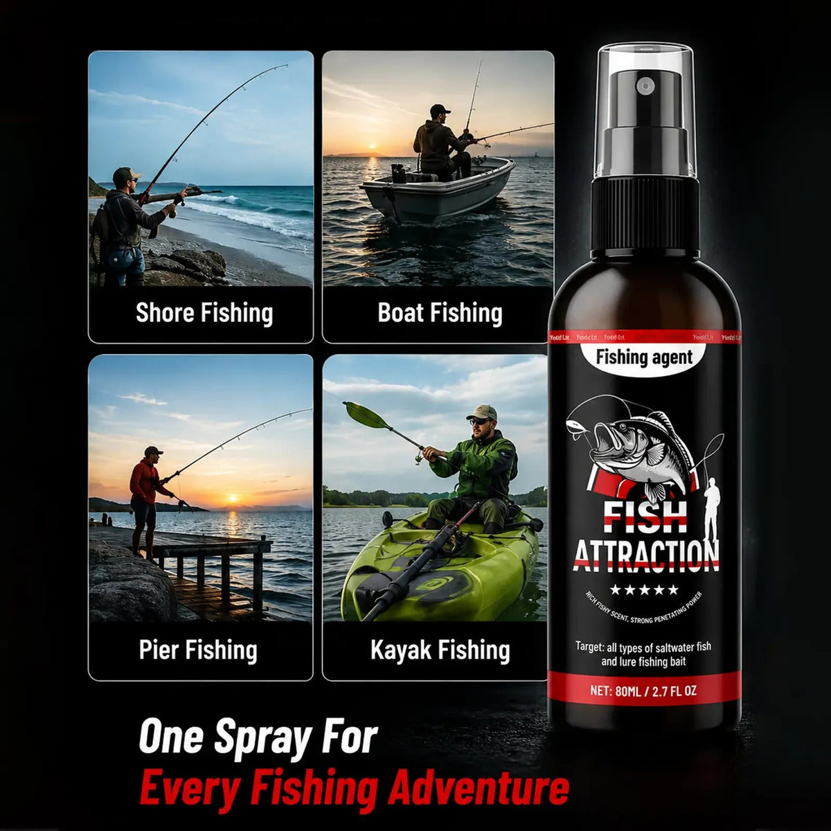 Concentrated Fish Attractant Spray – Marine Scent Formula for Lures & Soft Baits