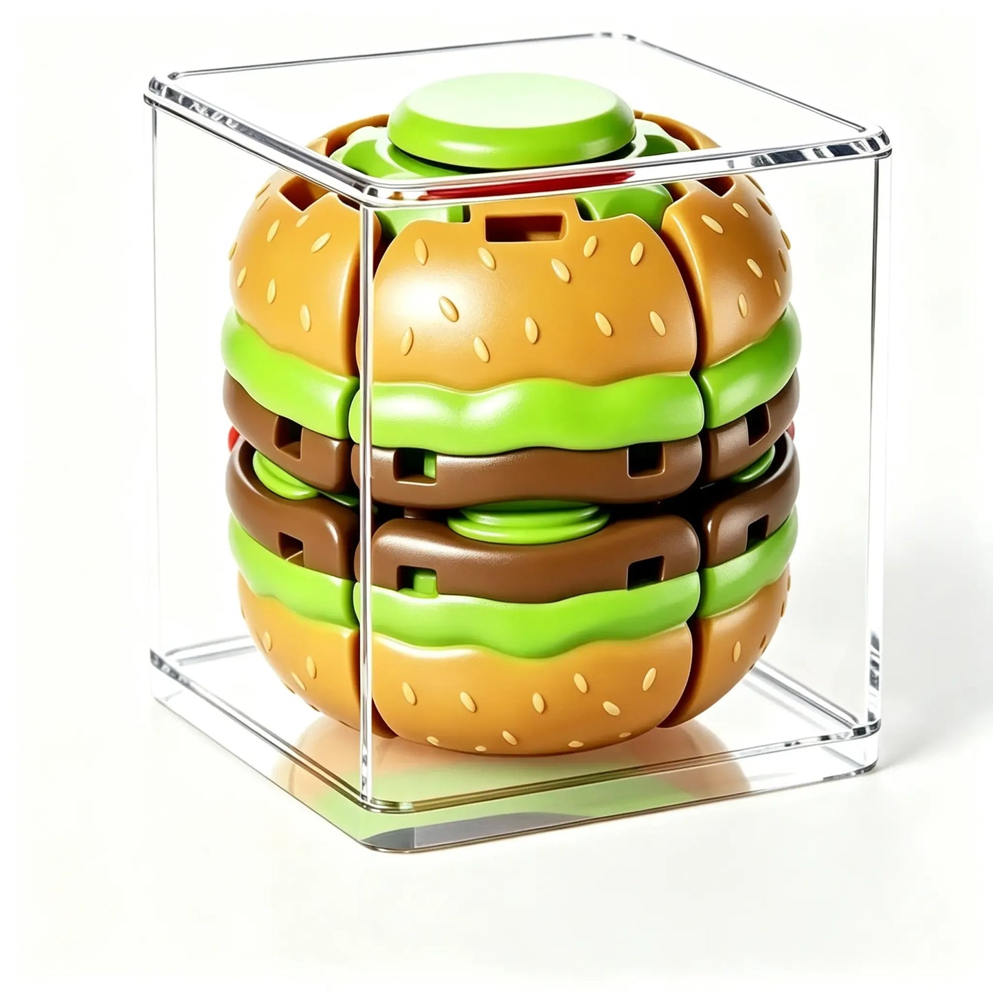Press-to-Spin Transforming Fidget Ball – 3D Printed Sensory Gyro Toy, 3 Food Designs