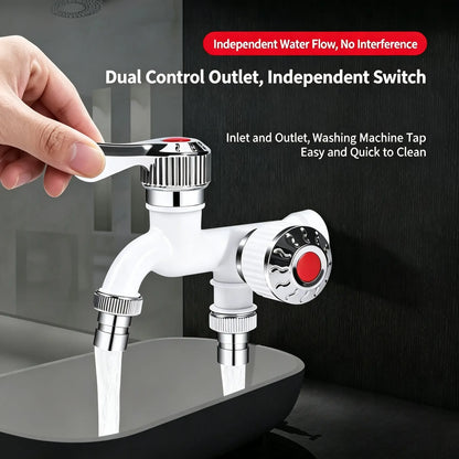 Dual Outlet Washing Machine Faucet, 1/2-Inch Universal Connector