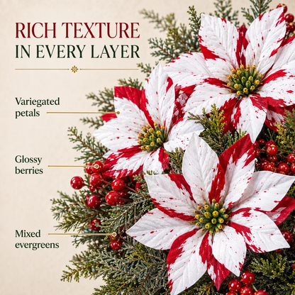 🌺🎄Christmas Poinsettia Planter Inserts – Set of 6 Holiday Floral Picks