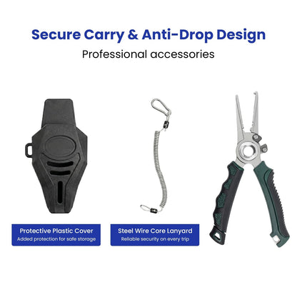 7.5" Saltwater-Proof Fishing Pliers – 17-4 Steel, Sheath & Lanyard
