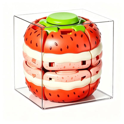 Press-to-Spin Transforming Fidget Ball – 3D Printed Sensory Gyro Toy, 3 Food Designs