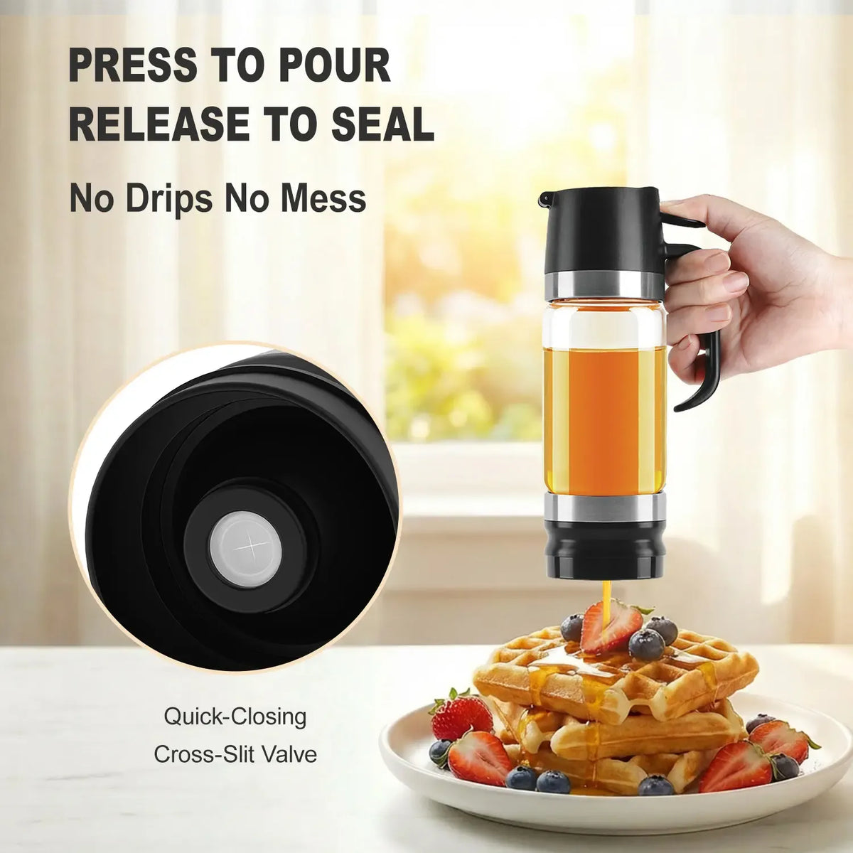 No-Drip Glass Honey Dispenser with Base