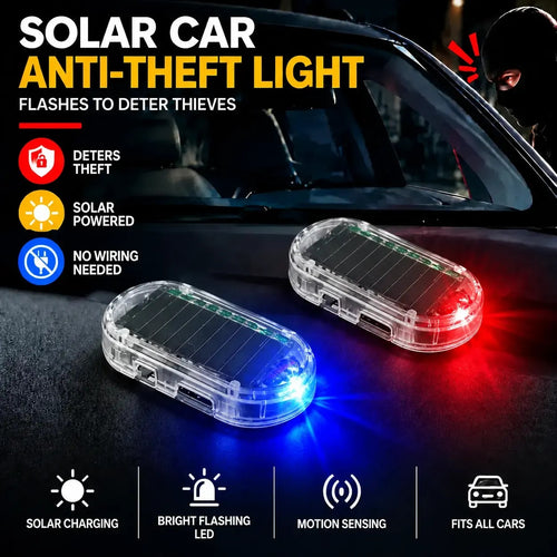 Solar Powered Fake Car Alarm Light – LED Simulated Security Warning Flashing Lamp