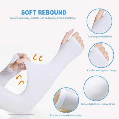 Bamboo Cooling Arm Sleeves – UPF 50+ UV Protection, Thumb Hole, Unisex