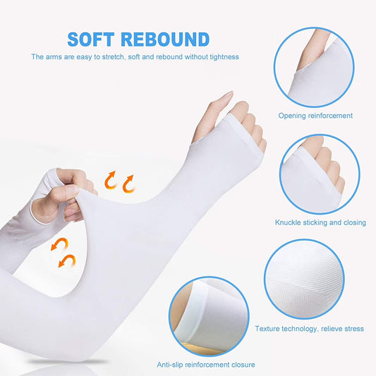 Bamboo Cooling Arm Sleeves – UPF 50+ UV Protection, Thumb Hole, Unisex