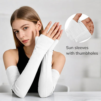 Bamboo Cooling Arm Sleeves – UPF 50+ UV Protection, Thumb Hole, Unisex