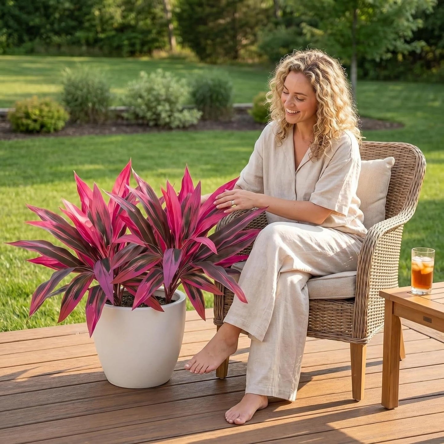 UV-Resistant Artificial Boston Fern & Cordyline Plant – Realistic Outdoor Decor