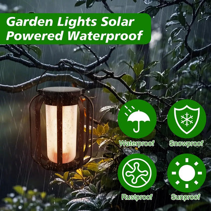 Solar Flame Garden Lantern – Realistic Dancing Flame, Solar & USB Charging, Waterproof Patio Light