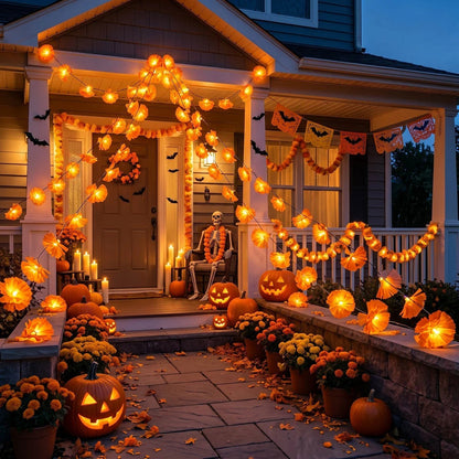 Halloween Marigold LED Garland Lights – 20/40 LEDs, Remote & Steady-On Options
