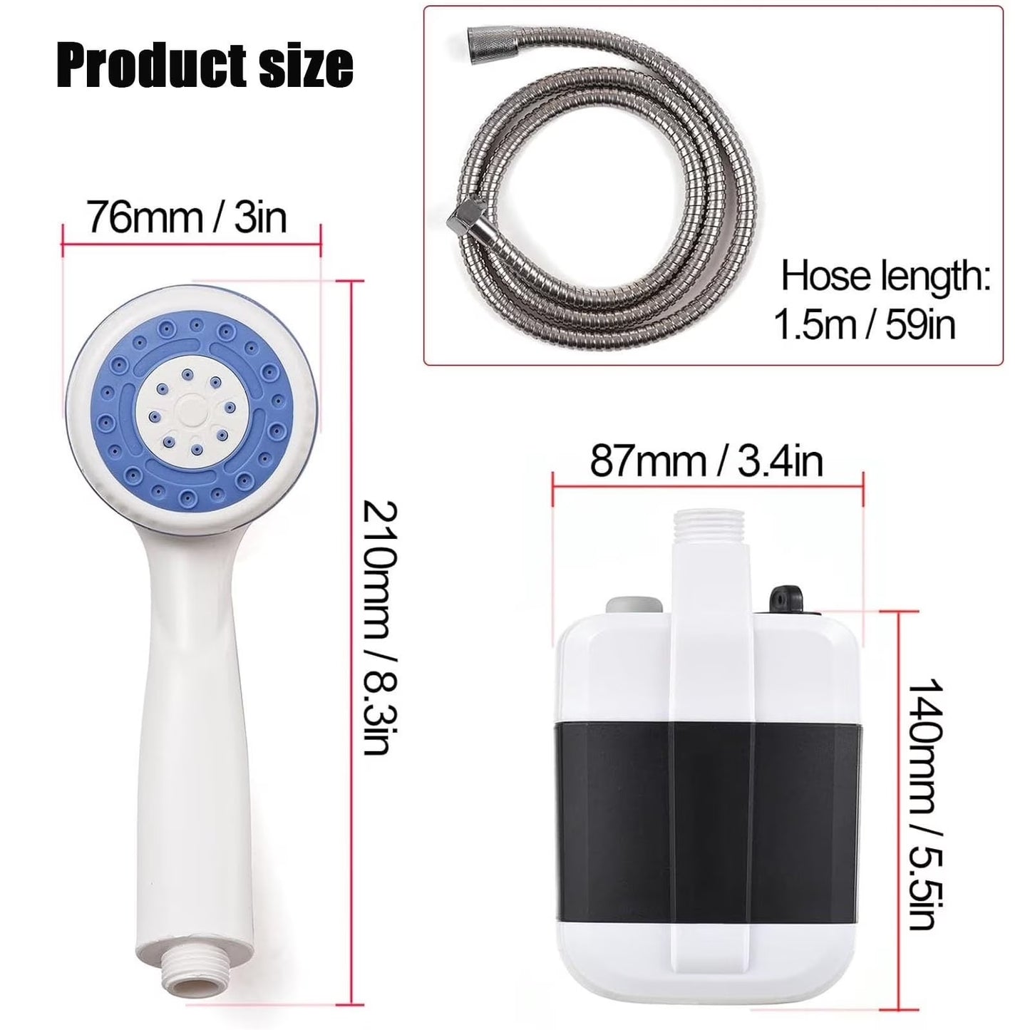 Portable Camping Shower – 1500mAh Self-Priming USB Electric Shower