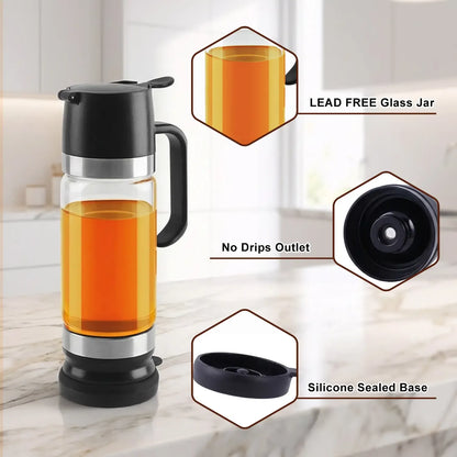 No-Drip Glass Honey Dispenser with Base