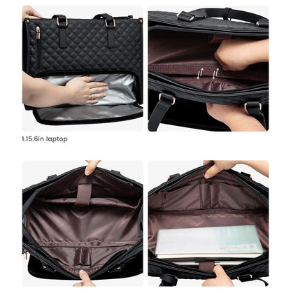Lunch Tote Bag for Women – Quilted Laptop Handbag with Insulated Lunch Compartment