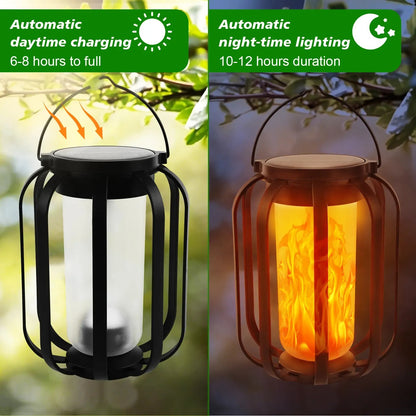 Solar Flame Garden Lantern – Realistic Dancing Flame, Solar & USB Charging, Waterproof Patio Light