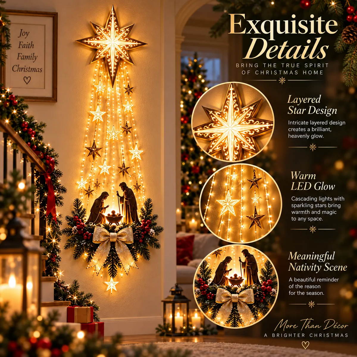 Bethlehem Star of Faith – Lighted Nativity Wall Decor for Christmas
