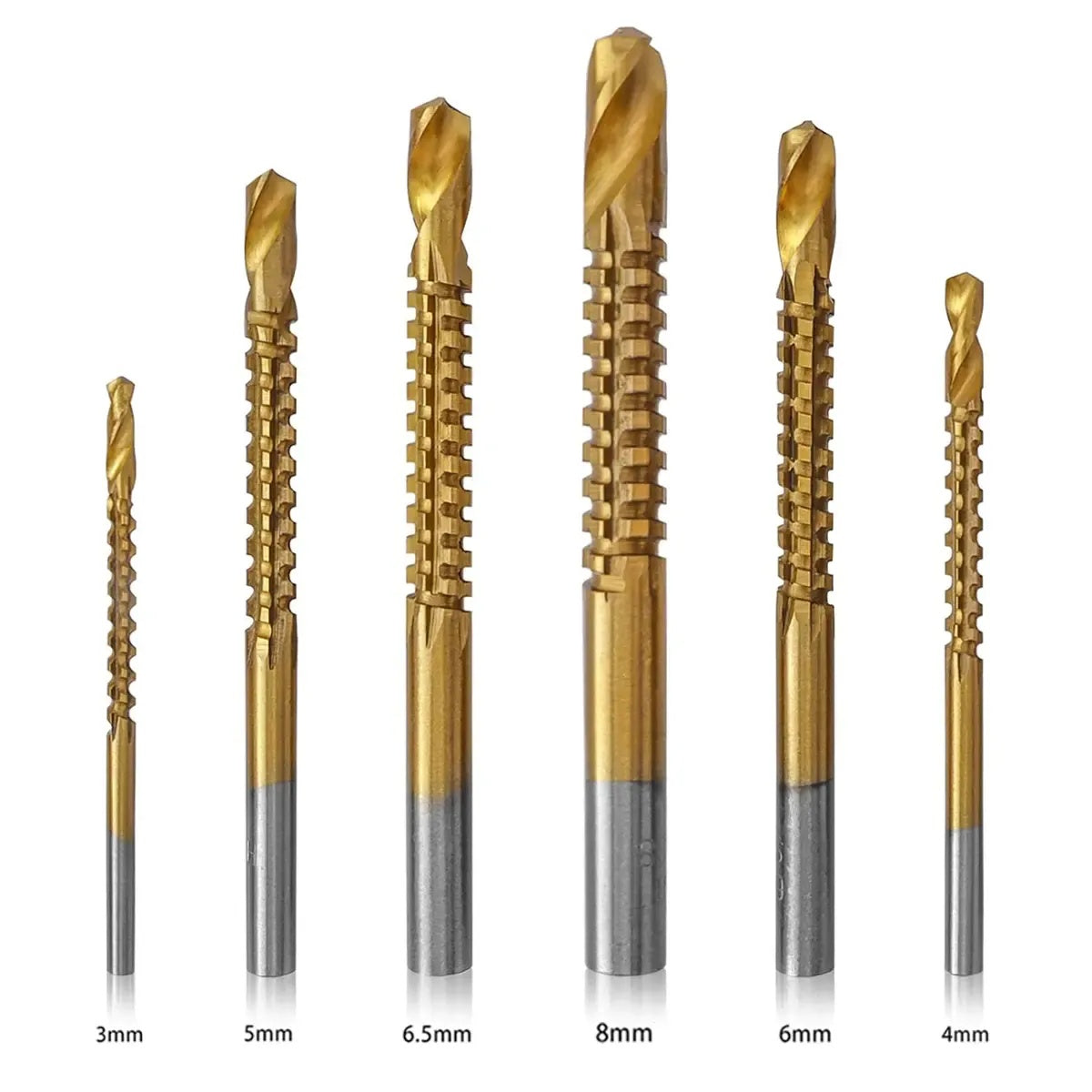 Titanium HSS Serrated Drill Bit Set – 6-Pack, 3–8mm, Fast Chip Removal