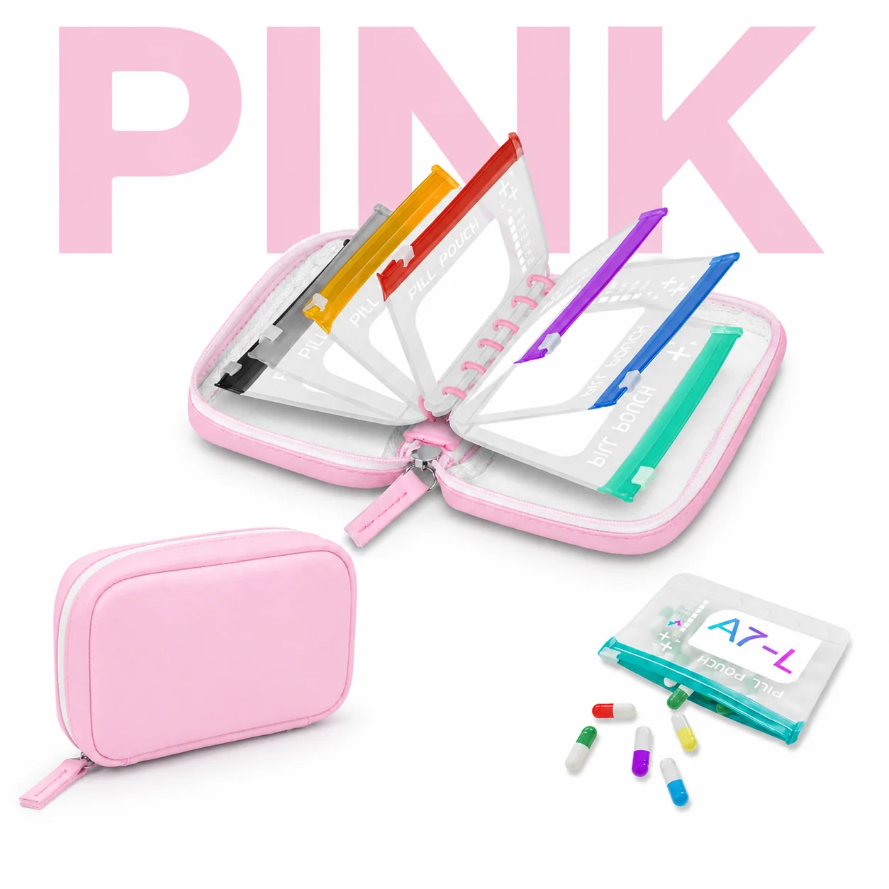 A8 14-Pouch Weekly Pill Organizer – Waterproof, Color-Coded Travel Storage