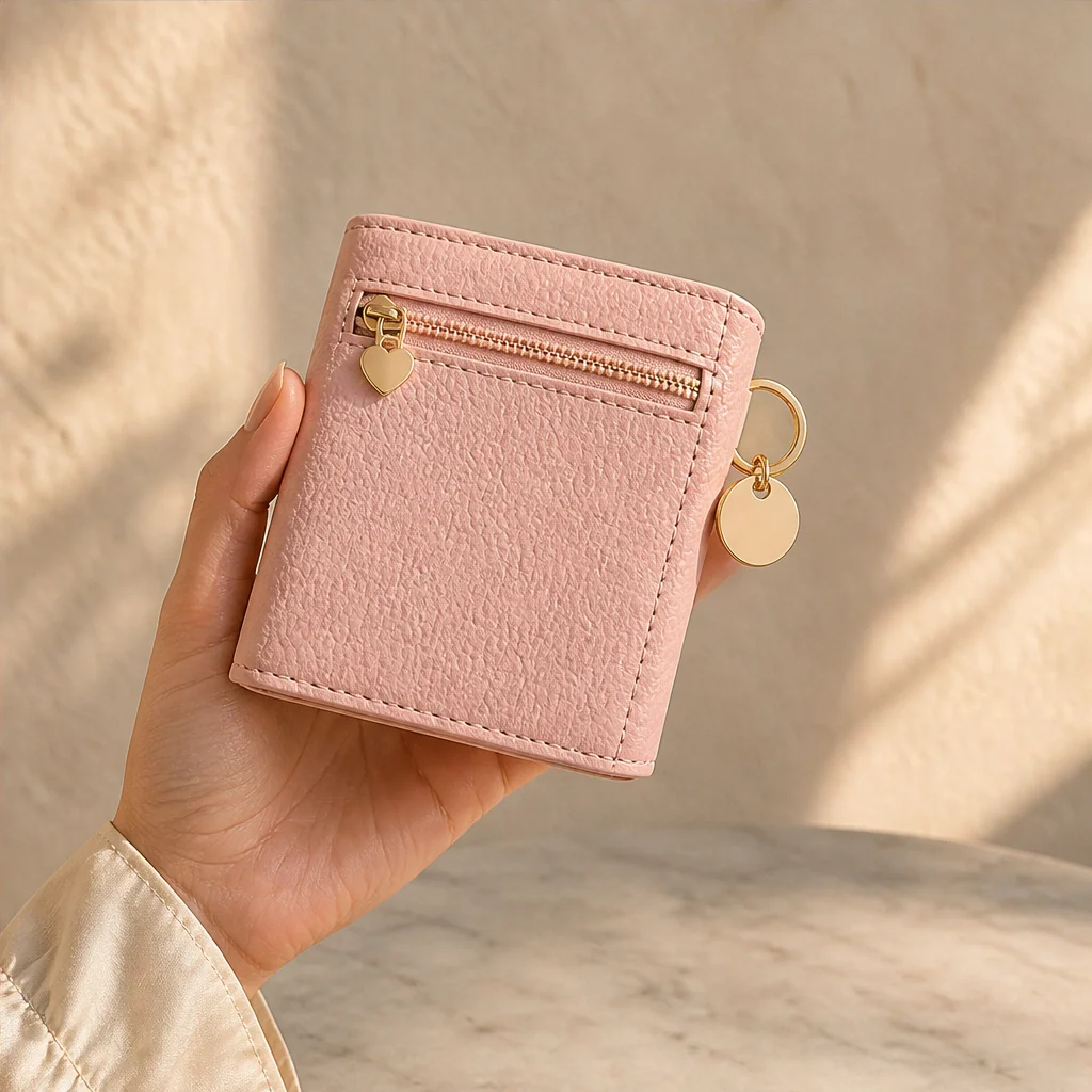 Women's Slim Tri-Fold RFID Wallet – Zip Pocket, Keychain