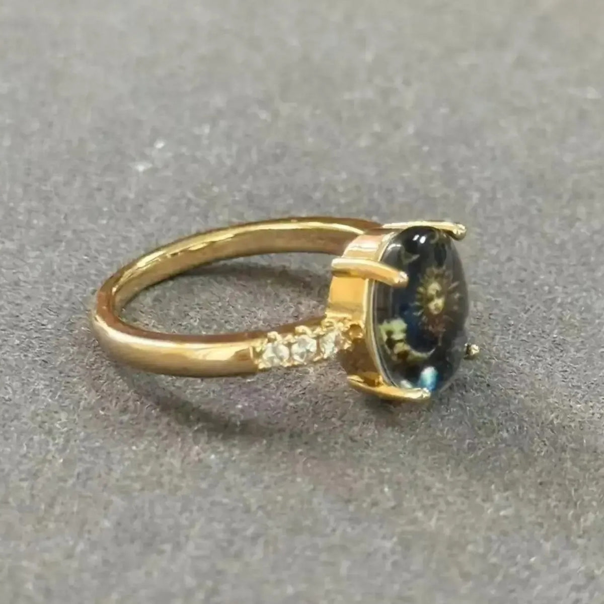 Copper Sun & Moon Celestial Enamel Ring – Mystical Cosmic Jewelry