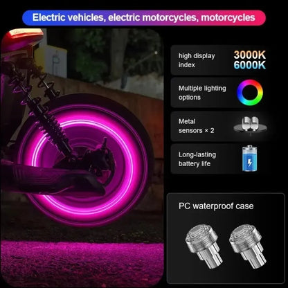 2 PCS Smart Motion-Activated LED Tire Valve Caps – Waterproof Neon Wheel Lights