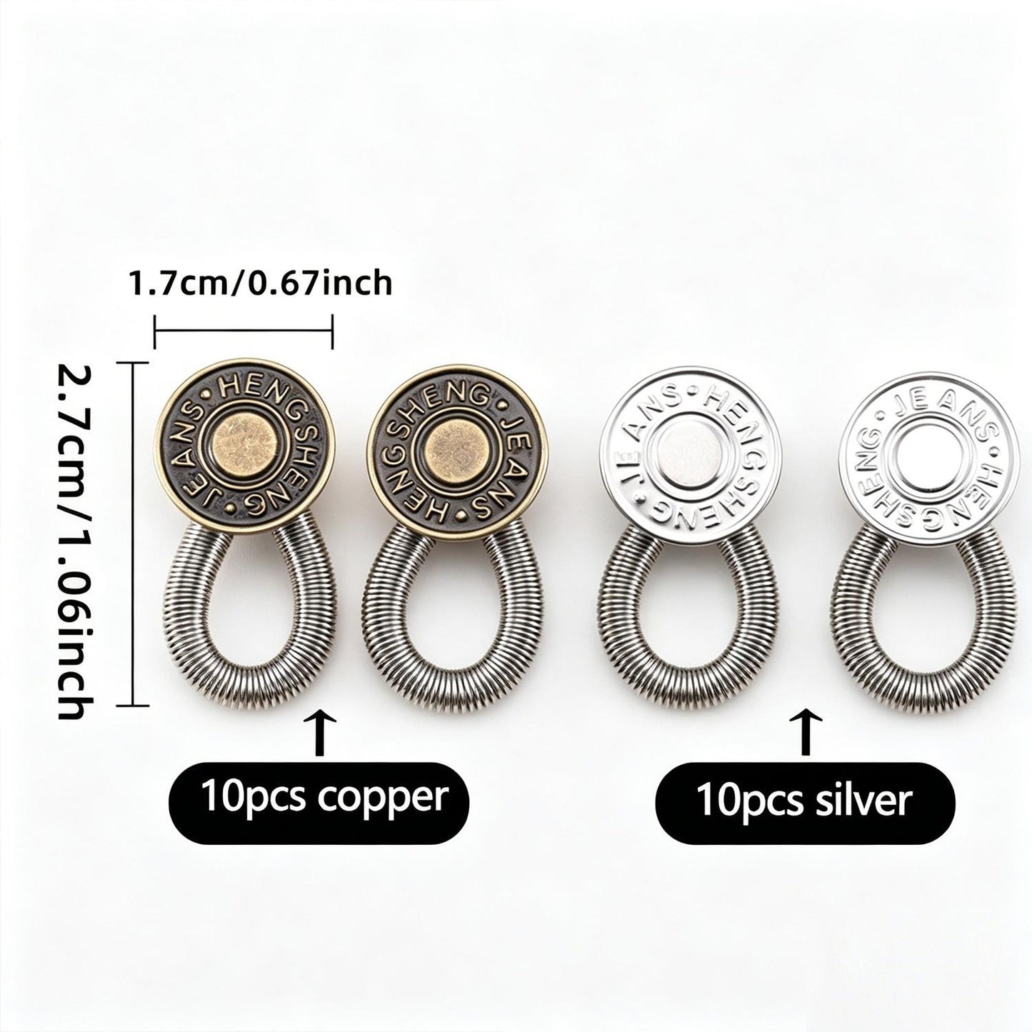 20 Pcs Metal Button Extenders – Instant Waist Expansion for Jeans & Pants