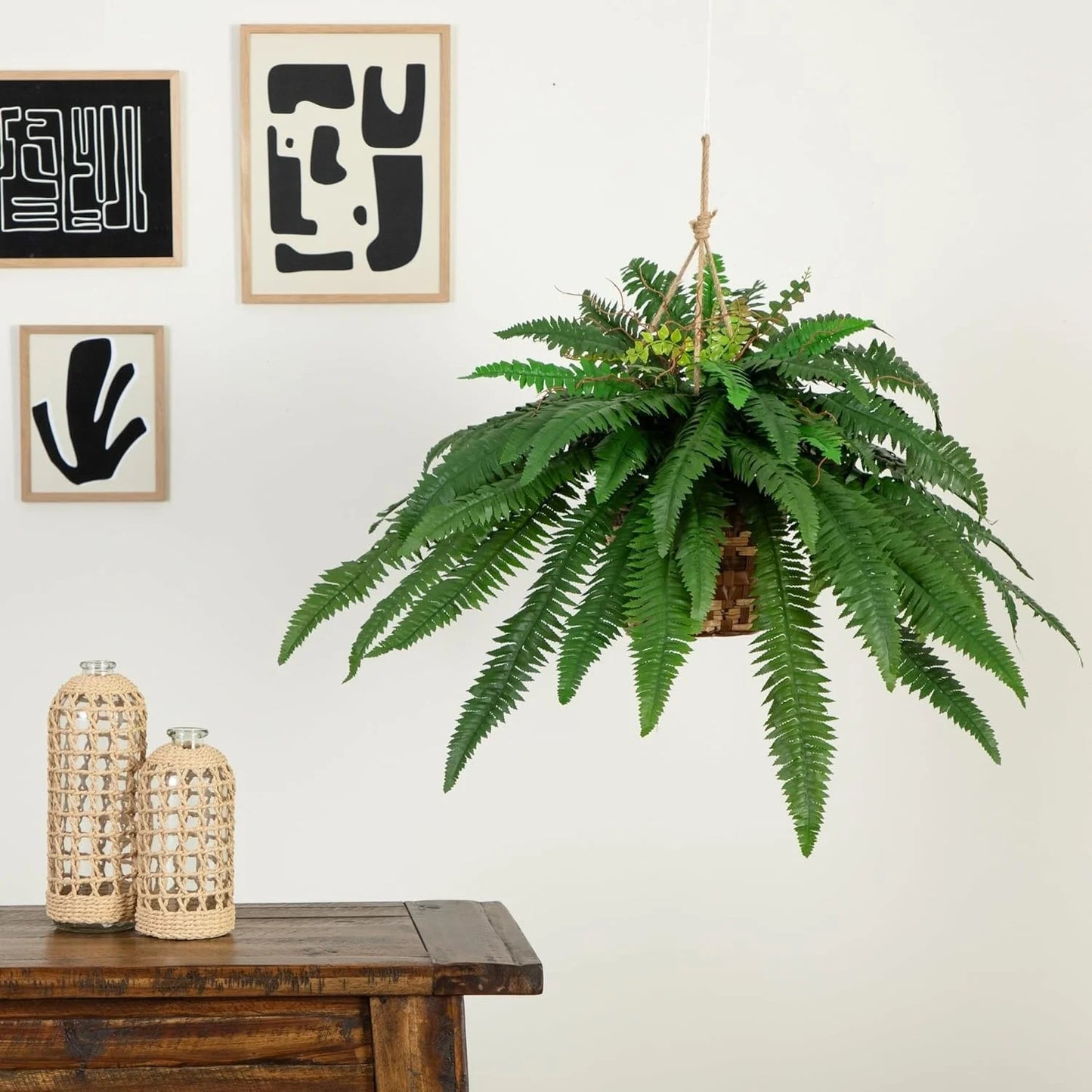 Artificial Hanging Fern Basket – Lush Home & Porch Decor