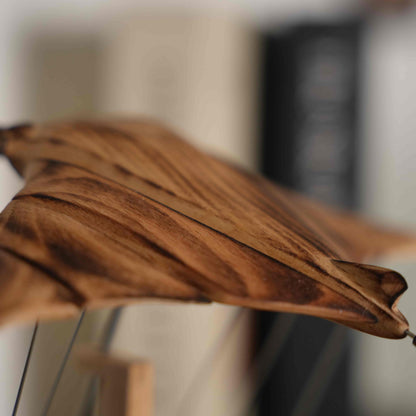 Wooden Manta Ray Sculpture with Moving Wings