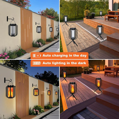 Solar Flame Garden Lantern – Realistic Dancing Flame, Solar & USB Charging, Waterproof Patio Light