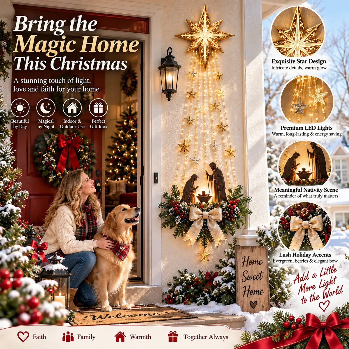 Bethlehem Star of Faith – Lighted Nativity Wall Decor for Christmas