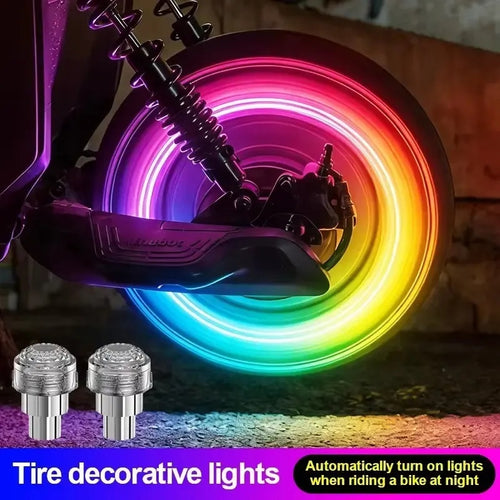 2 PCS Smart Motion-Activated LED Tire Valve Caps – Waterproof Neon Wheel Lights
