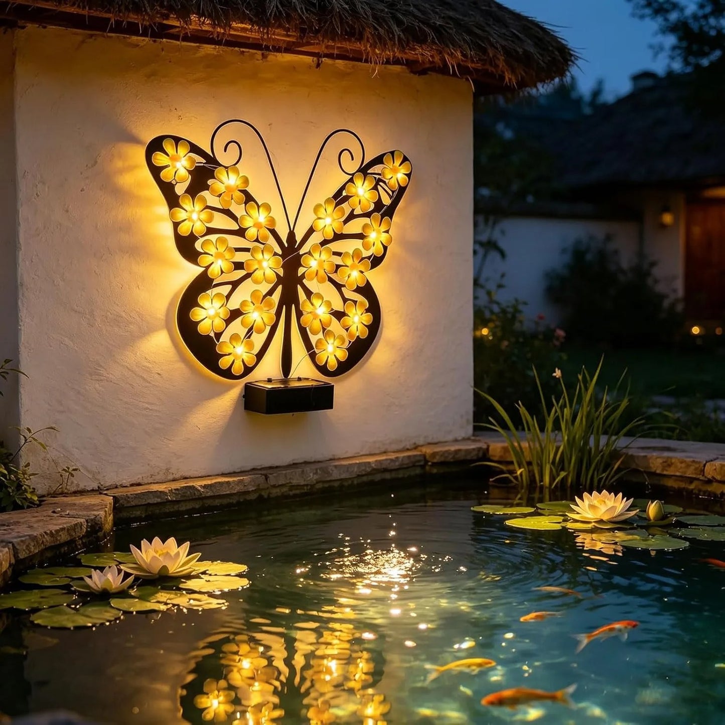 Solar Metal Butterfly Wall Art Light – 30 LED Outdoor Garden Decor Gift