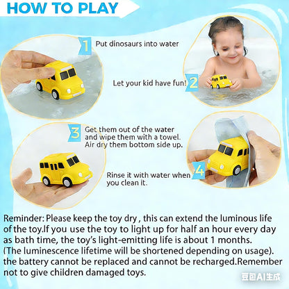 6-Pack Light-Up Bath Cars – Water-Activated Flashing Construction & Traffic Vehicles