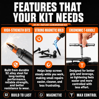 24-in-1 Magnetic Multi-Bit Screwdriver Set – 2026 Upgrade, All-in-One Toolbox Companion