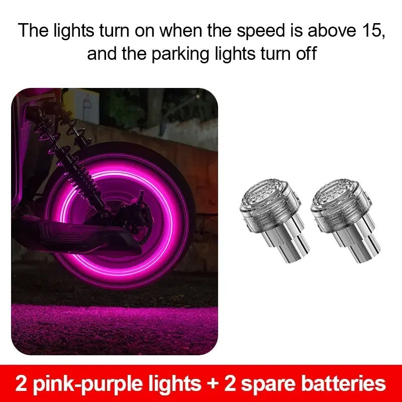 2 PCS Smart Motion-Activated LED Tire Valve Caps – Waterproof Neon Wheel Lights