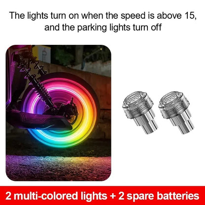 2 PCS Smart Motion-Activated LED Tire Valve Caps – Waterproof Neon Wheel Lights