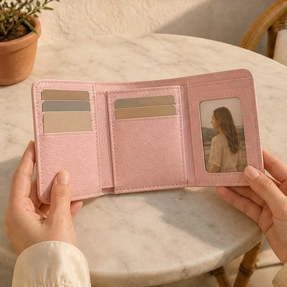Women's Slim Tri-Fold RFID Wallet – Zip Pocket, Keychain