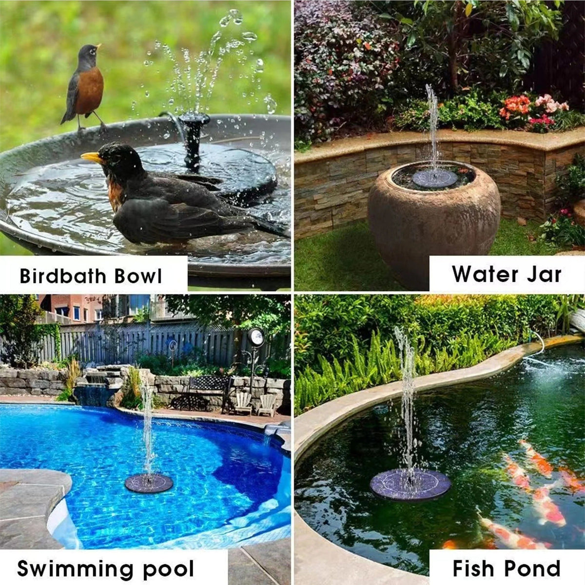 Solar Fountain Pump with 6 Nozzles – Floating Garden Water Feature