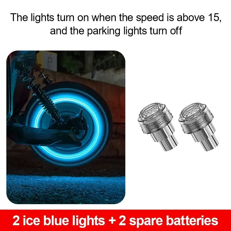 2 PCS Smart Motion-Activated LED Tire Valve Caps – Waterproof Neon Wheel Lights