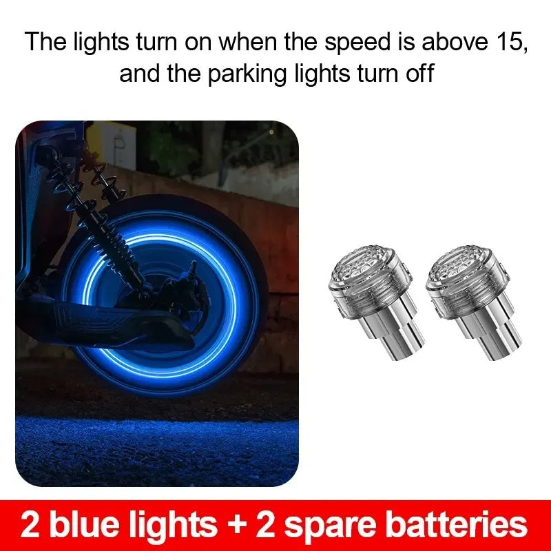 2 PCS Smart Motion-Activated LED Tire Valve Caps – Waterproof Neon Wheel Lights