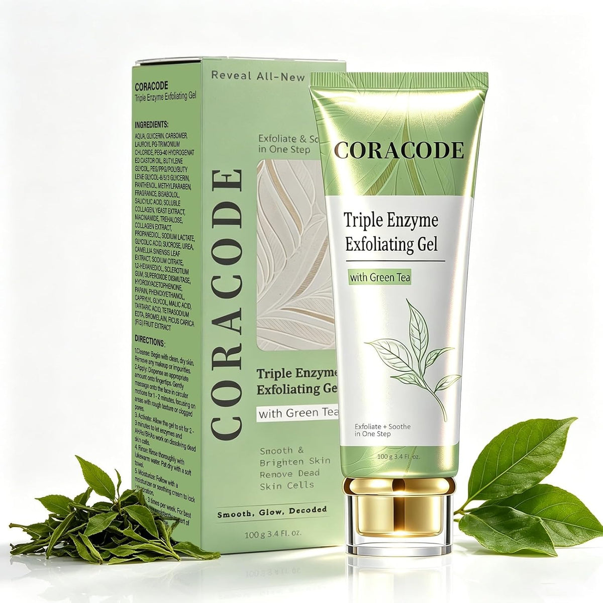 Triple Enzyme Green Tea Exfoliating Peel Gel for Smooth Skin