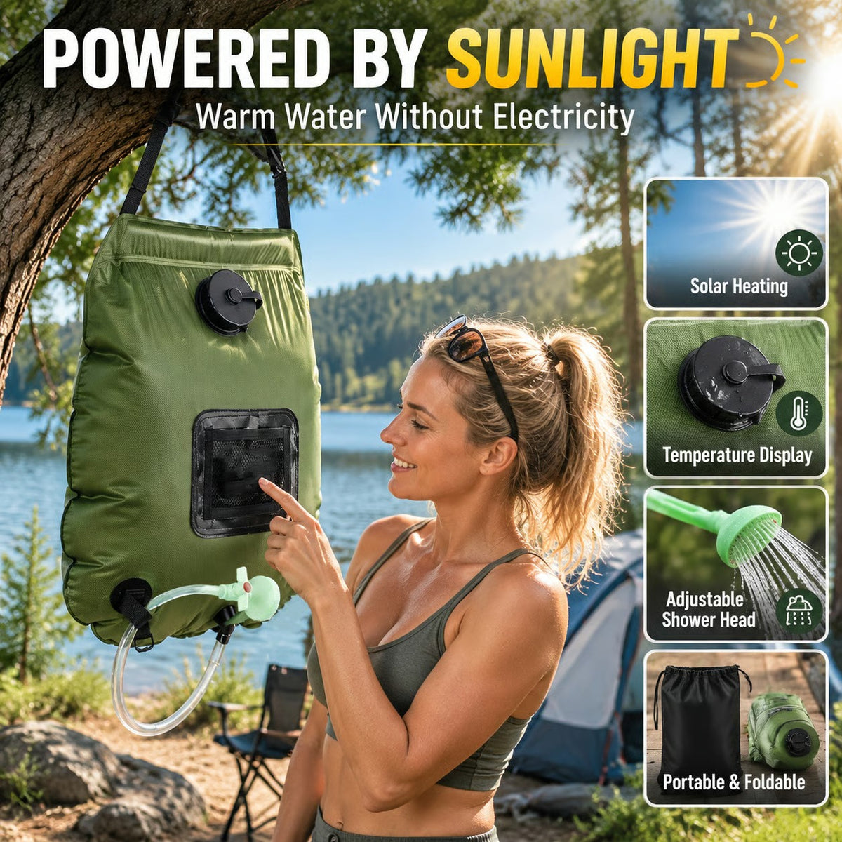 Solar Camping Shower Bag – 5 Gal/20L Portable Outdoor Shower