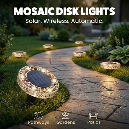 Solar Mosaic Pathway Lights Waterproof Outdoor Garden Decor