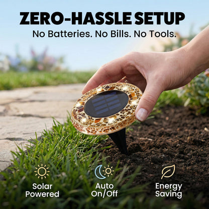 Solar Mosaic Pathway Lights Waterproof Outdoor Garden Decor