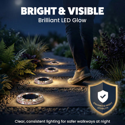 Solar Mosaic Pathway Lights Waterproof Outdoor Garden Decor