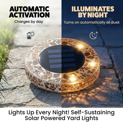 Solar Mosaic Pathway Lights Waterproof Outdoor Garden Decor